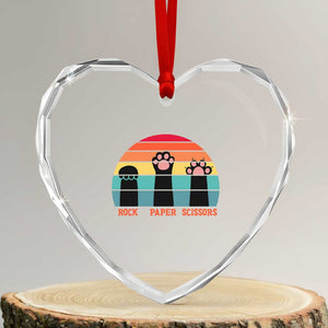 Funny Vintage Black Cat Introvert Heart Crystal Glass Ornament Rock Paper Scissors Paw TS12 Transparent Glass 3'' Heart Print Your Wear