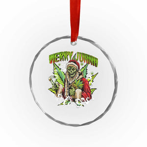 Funny Weed Xmas Crystal Glass Ornament Merry Juana Santa Skeleton 420 TS09 Print Your Wear