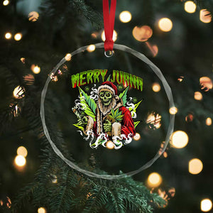 Funny Weed Xmas Crystal Glass Ornament Merry Juana Santa Skeleton 420 TS09 Print Your Wear