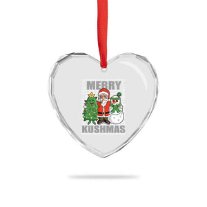 Funny Weed Xmas Heart Crystal Glass Ornament Merry Kushmas Naughty Santa Snowman Cannabis 420 TS09 Print Your Wear