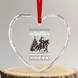 Funny Western Christmas Cowboy Santa Heart Crystal Glass Ornament All I Want for Christmas Is Biscuits and Ho Ho Ho TS02 Transparent Glass 3'' Heart Print Your Wear