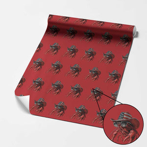 Funny Western Country Crawfish Lover Graphic Wrapping Paper Roll American Flag Cowboy Lobster Patriotic Cajun Season TS10 Red Print Your Wear