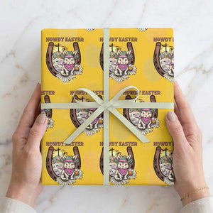 Funny Western Easter Day Wrapping Paper Roll Howdy Easter Country Cowboy Bunny Horseshoe TS11 Yellow Print Your Wear