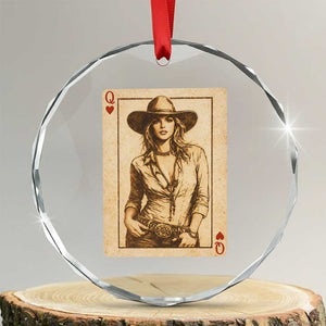 Funny Western Valentine Cowgirl Queen of Hearts Card Crystal Glass Ornament TS11 Transparent Glass 3'' Circle Print Your Wear