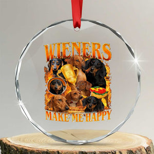 Funny Wiener Dog Crystal Glass Ornament Vintage Bootleg Gift For Dachshund Lover TS10 Transparent Glass 3'' Circle Print Your Wear
