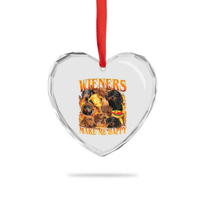 Funny Wiener Dog Heart Crystal Glass Ornament Vintage Bootleg Gift For Dachshund Lover TS10 Print Your Wear