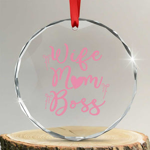 Funny Wife Mom Boss Crystal Glass Ornament Girly Pink Bows Mothers Day Gift TS12 Transparent Glass 3'' Circle Print Your Wear