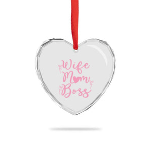 Funny Wife Mom Boss Heart Crystal Glass Ornament Girly Pink Bows Mothers Day Gift TS12 Print Your Wear