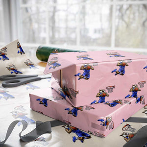 Funny Wildcat Dunking Basketball Wrapping Paper Roll Gift For Sports Fan TS12 Light Pink Print Your Wear