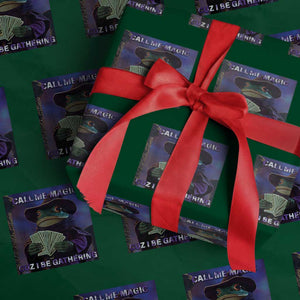 Funny Wizard Frog Fantasy Meme Wrapping Paper Roll Call Me Magic Cuz I Be Gathering MTG Gamer TS02 Green Print Your Wear