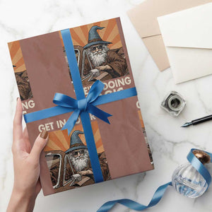 Funny Wizard RPG Gamer Wrapping Paper Roll Get In Loser We Are Doing Magic TS11 Mocha Print Your Wear