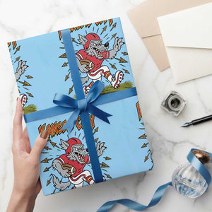 Funny Wolf Football Lover Wrapping Paper Roll Sport Humor Gift TS12 Light Blue Print Your Wear