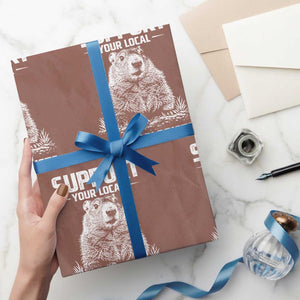 Funny Woodchuck Groundhog Day Wrapping Paper Roll Support Your Local Meteorologists TS11 Mocha Print Your Wear