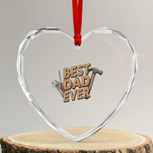 Funny Woodworking Dad Gift Heart Crystal Glass Ornament Best Dad Ever
