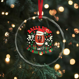 Funny Xmas American Football Crystal Glass Ornament Balls Deep In Christmas Spirit Game Day - Print Your Wear