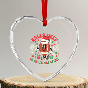 Funny Xmas American Football Heart Crystal Glass Ornament Balls Deep In Christmas Spirit Game Day - Print Your Wear