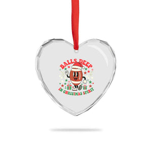 Funny Xmas American Football Heart Crystal Glass Ornament Balls Deep In Christmas Spirit Game Day - Print Your Wear