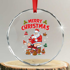Funny Xmas Bad Santa Crystal Glass Ornament Santa Pooping Down The Chimney TS09 Transparent Glass 3'' Circle Print Your Wear