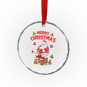Funny Xmas Bad Santa Crystal Glass Ornament Santa Pooping Down The Chimney TS09 Print Your Wear