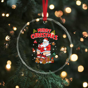 Funny Xmas Bad Santa Crystal Glass Ornament Santa Pooping Down The Chimney TS09 Print Your Wear