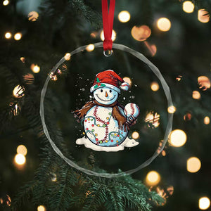 Funny Xmas Baseball Crystal Glass Ornament Cute Snowman Baseball Players Santa Hat TS11 Print Your Wear