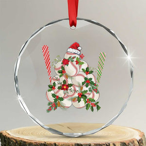 Funny Xmas Baseball Crystal Glass Ornament Santa Sports Balls Snow Xmas Tree TS11 Transparent Glass 3'' Circle Print Your Wear