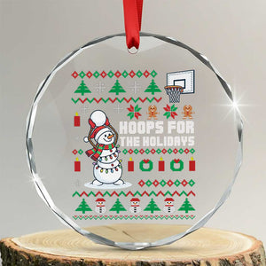 Funny Xmas Basketball Snowmen Crystal Glass Ornament Hoops For The Holidays Ugly Sweater TS12 Transparent Glass 3'' Circle Print Your Wear