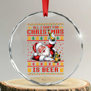 Funny Xmas Beer Crystal Glass Ornament It's the Most Wonderful Time For A Beer TS09 Transparent Glass 3'' Circle Print Your Wear