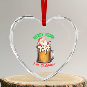 Funny Xmas Beer Heart Crystal Glass Ornament Merry Drunk I'm Xmas Wasted Santa TS11 Transparent Glass 3'' Heart Print Your Wear