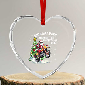 Funny Xmas Biker Heart Crystal Glass Ornament Braaaaping Around The Christmas Tree Dirt Bike Santa TS11 Transparent Glass 3'' Heart Print Your Wear