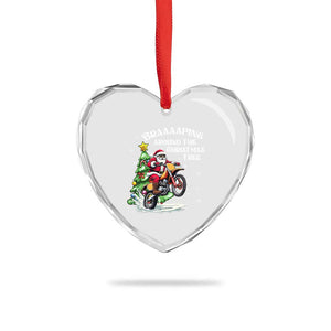 Funny Xmas Biker Heart Crystal Glass Ornament Braaaaping Around The Christmas Tree Dirt Bike Santa TS11 Print Your Wear