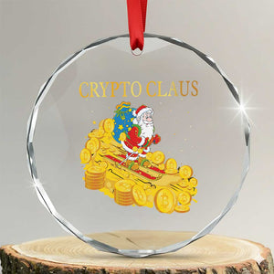 Funny Xmas Bitcoin Crypto Claus Crystal Glass Ornament TS09 Transparent Glass 3'' Circle Print Your Wear