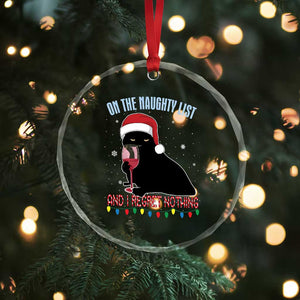 Funny Xmas Black Cat Crystal Glass Ornament On The Naughty List And I Regret Nothing Candy Cane TS11 Print Your Wear