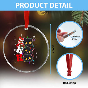Funny Xmas Black Cat Triple Ho Crystal Glass Ornament TS11 Print Your Wear