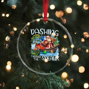 Funny Xmas Cajun Louisiana Crystal Glass Ornament Dashing Through The Sneaux Santa Alligator TS11 Print Your Wear