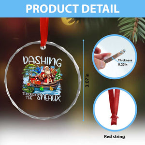 Funny Xmas Cajun Louisiana Crystal Glass Ornament Dashing Through The Sneaux Santa Alligator TS11 Print Your Wear