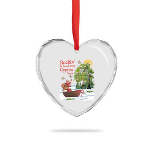 Funny Xmas Cajun Louisiana Heart Crystal Glass Ornament Rockin' Around The Cypress Trees Santa Alligator TS11 Print Your Wear