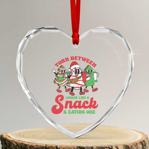 Funny Xmas Cake Heart Crystal Glass Ornament Torn Between Looking' Like a Snack TS09 Transparent Glass 3'' Heart Print Your Wear