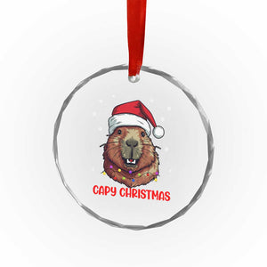 Funny Xmas Capybara Crystal Glass Ornament Capy Xmas Meme Santa Hat TS02 Print Your Wear