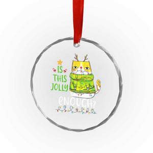 Funny Xmas Cat Crystal Glass Ornament Is This Jolly Enough Reindeer Angry Cat TS09 Print Your Wear