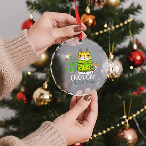 Funny Xmas Cat Crystal Glass Ornament Is This Jolly Enough Reindeer Angry Cat TS09 Print Your Wear