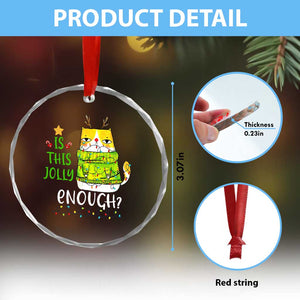 Funny Xmas Cat Crystal Glass Ornament Is This Jolly Enough Reindeer Angry Cat TS09 Print Your Wear