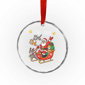 Funny Xmas Cat Crystal Glass Ornament Meowy Catmas Santa Sleigh Xmas TS12 Print Your Wear