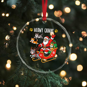 Funny Xmas Cat Crystal Glass Ornament Meowy Catmas Santa Sleigh Xmas TS12 Print Your Wear