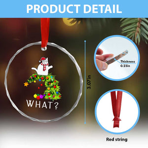 Funny Xmas Cat Crystal Glass Ornament What? Mischievous Cat Pushing Christmas Tree TS09 Print Your Wear
