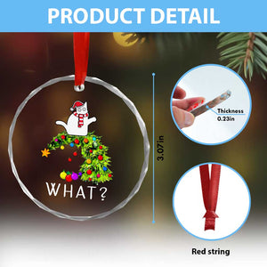 Funny Xmas Cat Crystal Glass Ornament What? Mischievous Cat Pushing Christmas Tree TS09 Print Your Wear