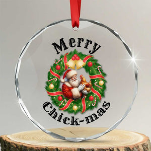 Funny Xmas Chicken Lovers Crystal Glass Ornament Merry Chickmas Santa Gift TS12 Transparent Glass 3'' Circle Print Your Wear