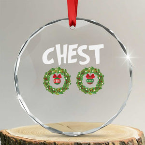 Funny Xmas Couple Crystal Glass Ornament Chest Nuts Bauble Xmas Wreath TS11 Transparent Glass 3'' Circle Print Your Wear