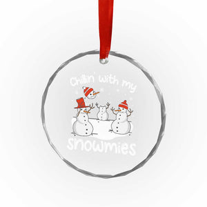 Funny Xmas Crystal Glass Ornament Chillin With My Snowmies Funny Snowman Friendship TS09 Print Your Wear
