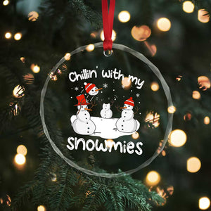 Funny Xmas Crystal Glass Ornament Chillin With My Snowmies Funny Snowman Friendship TS09 Print Your Wear